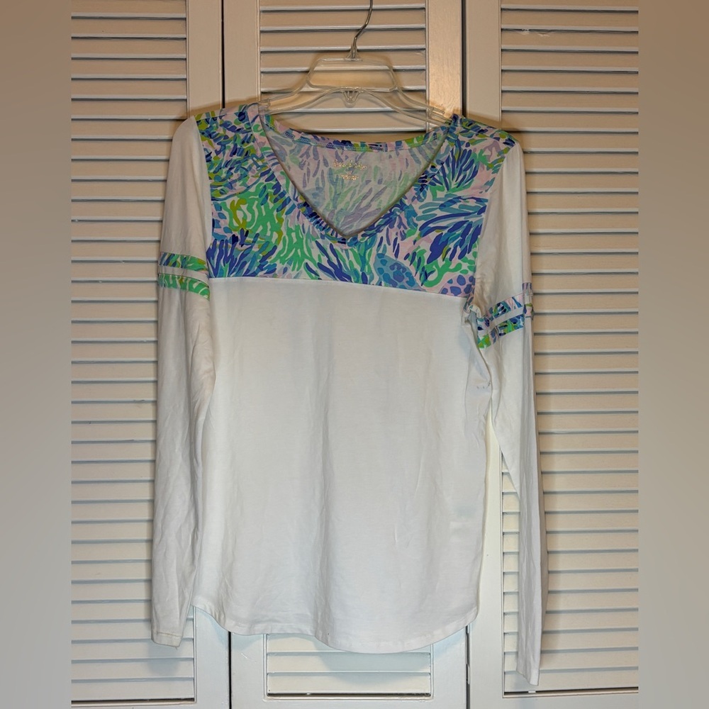 NEW Lilly Pulitzer Amara Cotton Stretch Long Sleeve Tee Shirt